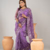 Imported Soft Organza Purple Party Saree With Gorgeous Blouse Piece