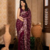 Imported Soft Georgette Gorgeous Deep Purple Party Saree With Blouse Piece