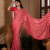 Imported Soft Weightless Chinigura Silk Fabric Pink Embroidery Party Saree With Blouse Piece