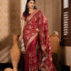 Imported Soft Weightless Chinigura Silk Fabric Maroon Embroidery Party Saree With Blouse Piece