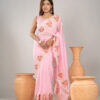 Imported Weightless Soft Georgette Gorgeous Pink Party Saree With Blouse Piece